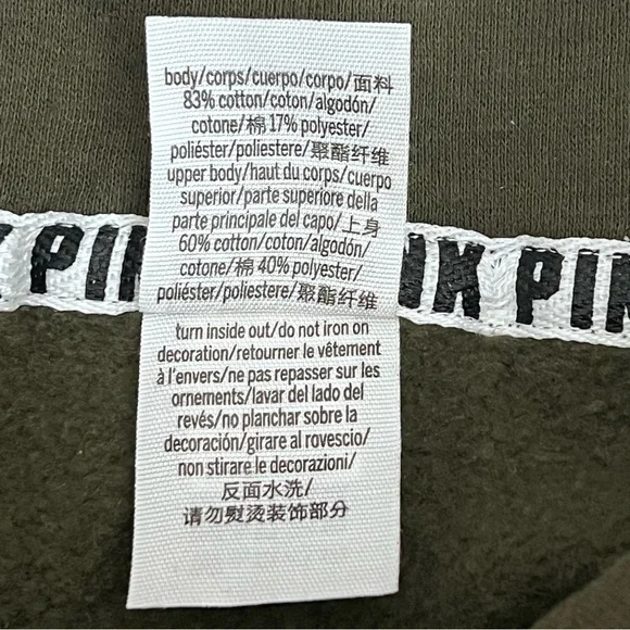 Victoria’s Secret Pink Sweatshirt Cowl Neck Long Sleeve Logo Drawstring Pullover - Picture 10 of 11